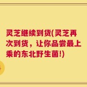 灵芝继续到货(灵芝再次到货，让你品尝最上乘的东北野生菌!)