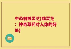 中药材魏灵芝(魏灵芝：神奇草药对人体的好处)