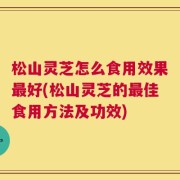 松山灵芝怎么食用效果最好(松山灵芝的最佳食用方法及功效)