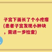 子宫下面长了个小疙瘩(患者子宫发现小肿块，需进一步检查)