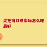 灵芝可以煮梨吗怎么吃最好