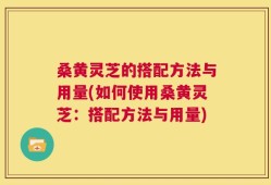 桑黄灵芝的搭配方法与用量(如何使用桑黄灵芝：搭配方法与用量)