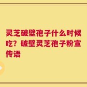 灵芝破壁孢子什么时候吃？破壁灵芝孢子粉宣传语