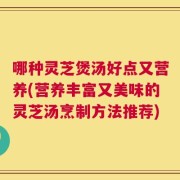 哪种灵芝煲汤好点又营养(营养丰富又美味的灵芝汤烹制方法推荐)
