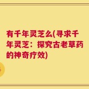有千年灵芝么(寻求千年灵芝：探究古老草药的神奇疗效)