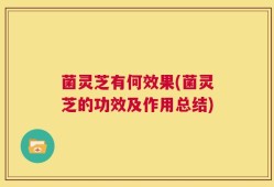 菌灵芝有何效果(菌灵芝的功效及作用总结)