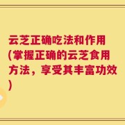 云芝正确吃法和作用 (掌握正确的云芝食用方法，享受其丰富功效)