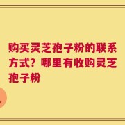 购买灵芝孢子粉的联系方式？哪里有收购灵芝孢子粉