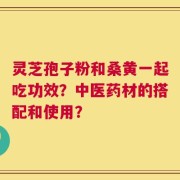 灵芝孢子粉和桑黄一起吃功效？中医药材的搭配和使用？