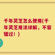 千年灵芝怎么使用(千年灵芝用法详解，不容错过！)