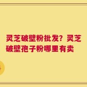 灵芝破壁粉批发？灵芝破壁孢子粉哪里有卖