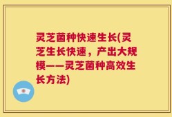 灵芝菌种快速生长(灵芝生长快速，产出大规模——灵芝菌种高效生长方法)