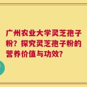 广州农业大学灵芝孢子粉？探究灵芝孢子粉的营养价值与功效？