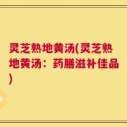灵芝熟地黄汤(灵芝熟地黄汤：药膳滋补佳品)