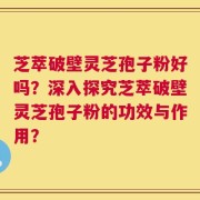 芝萃破壁灵芝孢子粉好吗？深入探究芝萃破壁灵芝孢子粉的功效与作用？