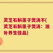 灵芝石斛莲子煲汤不(灵芝石斛莲子煲汤：滋补养生佳品)