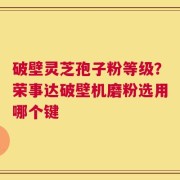 破壁灵芝孢子粉等级？荣事达破壁机磨粉选用哪个键