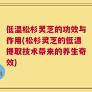 低温松杉灵芝的功效与作用(松杉灵芝的低温提取技术带来的养生奇效)
