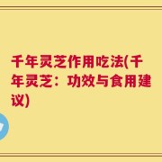 千年灵芝作用吃法(千年灵芝：功效与食用建议)