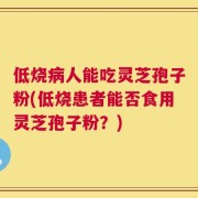 低烧病人能吃灵芝孢子粉(低烧患者能否食用灵芝孢子粉？)