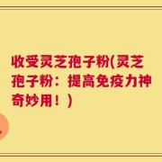 收受灵芝孢子粉(灵芝孢子粉：提高免疫力神奇妙用！)