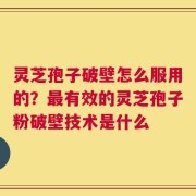 灵芝孢子破壁怎么服用的？最有效的灵芝孢子粉破壁技术是什么