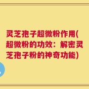 灵芝孢子超微粉作用(超微粉的功效：解密灵芝孢子粉的神奇功能)