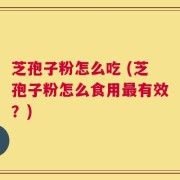 芝孢子粉怎么吃 (芝孢子粉怎么食用最有效？)