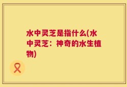 水中灵芝是指什么(水中灵芝：神奇的水生植物)