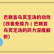 巴戟首乌灵芝汤的功效(改善免疫力丨巴戟首乌灵芝汤的药力深度解析)