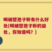喝破壁孢子粉有什么好处(喝破壁孢子粉的益处，你知道吗？)