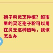 孢子粉灵芝种植？超市里的灵芝孢子粉可以用在灵芝这种植吗，我该怎么办