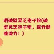 晒破壁灵芝孢子粉(破壁灵芝孢子粉，提升健康潜力！)