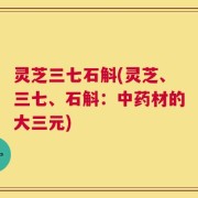 灵芝三七石斛(灵芝、三七、石斛：中药材的大三元)