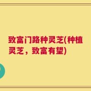 致富门路种灵芝(种植灵芝，致富有望)