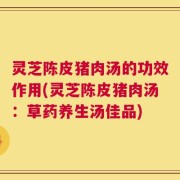 灵芝陈皮猪肉汤的功效作用(灵芝陈皮猪肉汤：草药养生汤佳品)