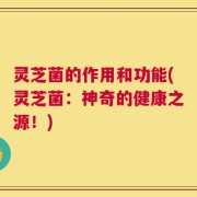 灵芝菌的作用和功能(灵芝菌：神奇的健康之源！)