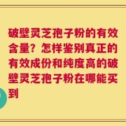 破壁灵芝孢子粉的有效含量？怎样鉴别真正的有效成份和纯度高的破壁灵芝孢子粉在哪能买到