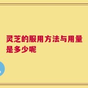 灵芝的服用方法与用量是多少呢