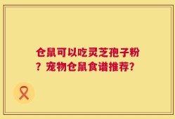 仓鼠可以吃灵芝孢子粉？宠物仓鼠食谱推荐？