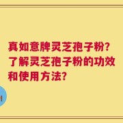 真如意牌灵芝孢子粉？了解灵芝孢子粉的功效和使用方法？