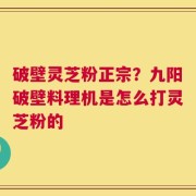 破壁灵芝粉正宗？九阳破壁料理机是怎么打灵芝粉的