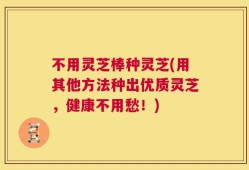 不用灵芝棒种灵芝(用其他方法种出优质灵芝，健康不用愁！)