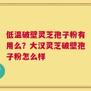 低温破壁灵芝孢子粉有用么？大汉灵芝破壁孢子粉怎么样