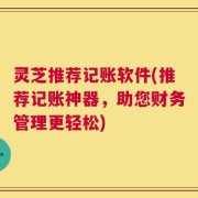 灵芝推荐记账软件(推荐记账神器，助您财务管理更轻松)
