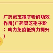 广药灵芝孢子粉的功效作用(广药灵芝孢子粉：助力免疫抵抗力提升)