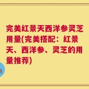 完美红景天西洋参灵芝用量(完美搭配：红景天、西洋参、灵芝的用量推荐)