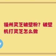 福州灵芝破壁粉？破壁机打灵芝怎么做