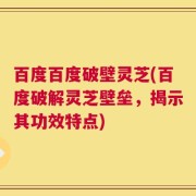 百度百度破壁灵芝(百度破解灵芝壁垒，揭示其功效特点)