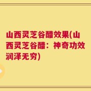山西灵芝谷醋效果(山西灵芝谷醋：神奇功效润泽无穷)